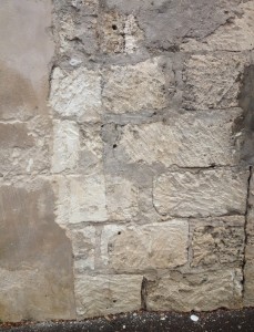 Close-up of historical block wall